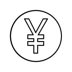 Yen sign line icon. Chinese Yuan symbol. Flat design style.