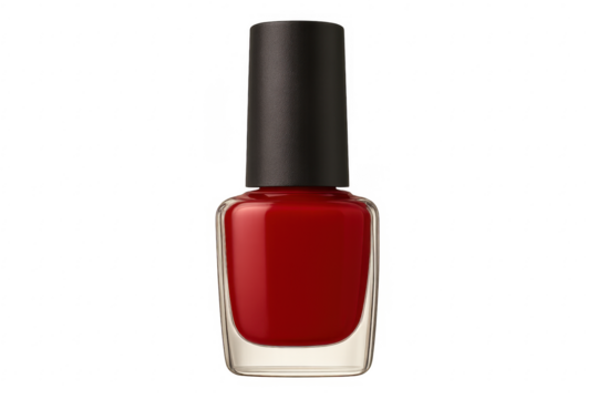 Red nail polish bottle for beauty and cosmetics