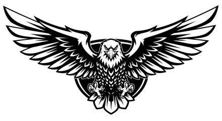 Obraz premium Majestic Bald Eagle with Spread Wings Vector Illustration.