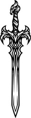 Fototapeta premium Ornate fantasy sword vector illustration, a decorative sharp-edged weapon, a symbol of power, war, battle, magic