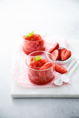 Homemade strawberry sorbet