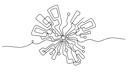 Abstract geometric pattern formed by continuous line art, symbolizing complexity and connection