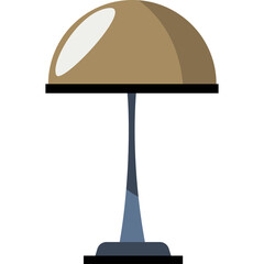 A simple brown and blue modern desk lamp with a white light reflection on a transparent background in a minimalist vector illustration style
