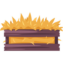A Rustic Wooden Crate Filled With Golden Hay Against A Transparent Background Simple Farm Element
