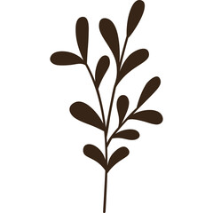 A Simple Brown Plant Stem with Oval Leaves on a Transparent Background Perfect for Nature Themed Designs and Organic Branding