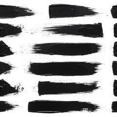 set of grunge brush strokes on white background 