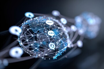Global Digital Chat Network Communication Digital Communication Futuristic World Chatbot Communication Technology Worldwide Conversation Technology Network Globe Communication