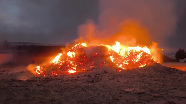 Rescoldos brillantes entre las llamas