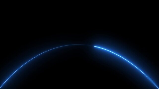 A glowing neon curved line pulses rhythmically, shimmering with vibrant colors. abstract neon background animation of curved lines glowing.