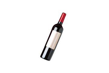 Obraz premium Red wine bottle with blank label standing upright showing elegant design and packaging, isolated on a transparent background