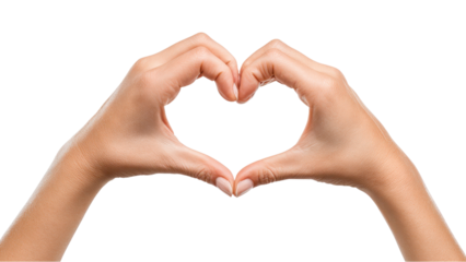 Hands Making Heart Shape Isolated on White