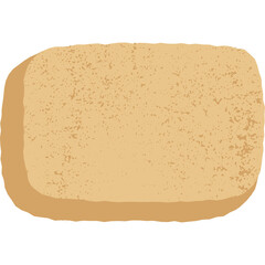 Simple beige rectangular scrubbing sponge with rounded corners and textured surface isolated on transparent background suitable for cleaning household tasks