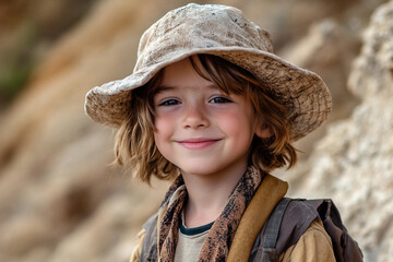Archaeologist digging carefully in soil searching for ancient bones fossils or artifacts during field research