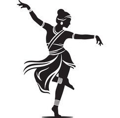 Graceful silhouette of a traditional dancer in motion, expressing elegance and cultural heritage.