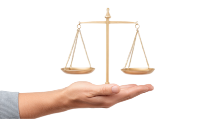 Scales of Justice Balance - Legal Concept in Hand on White