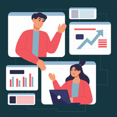 businessman studies a marketing plan on a profit chart.