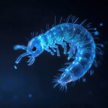 Marine copepod with transparent background