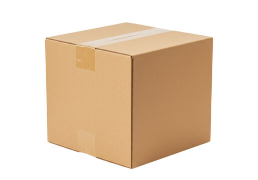 Isolated cardboard box ready to ship or pack for moving, packing goods, brown paper, delivery