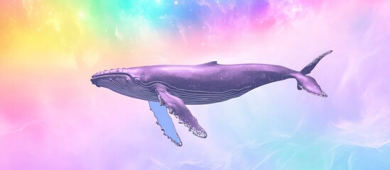 Fototapeta premium Humpback Whale Gracefully Swimming Through a Colorful Celestial Dreamscape