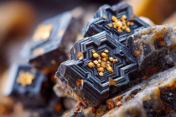 Stunning boulangerite mineral specimen with vibrant orpiment crystals, a captivating close-up of geologic artistry for science and mineralogy enthusiasts