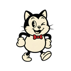 Winking retro cartoon cat character mascot