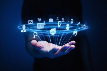 Global Digital Network and Cloud Computing: Hand Holding Futuristic Communication and Business Technology