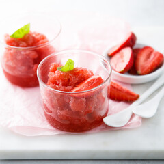 Homemade strawberry sorbet
