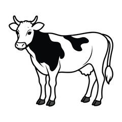 black and white cow illustration, realistic style, detailed, digital art
