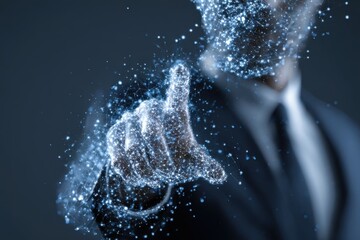 Abstract Network Data Cloud Connection Communication Concept 3D Digital Structure Technology Hand Touching Connecting Dots Forming Network Illustration Futuristic Virtual Connection Data Exchange