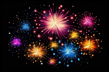 Colorful fireworks light night celebration.