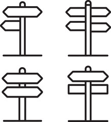 Set of Signboard Outline vector illustration isolated On Transparent Background