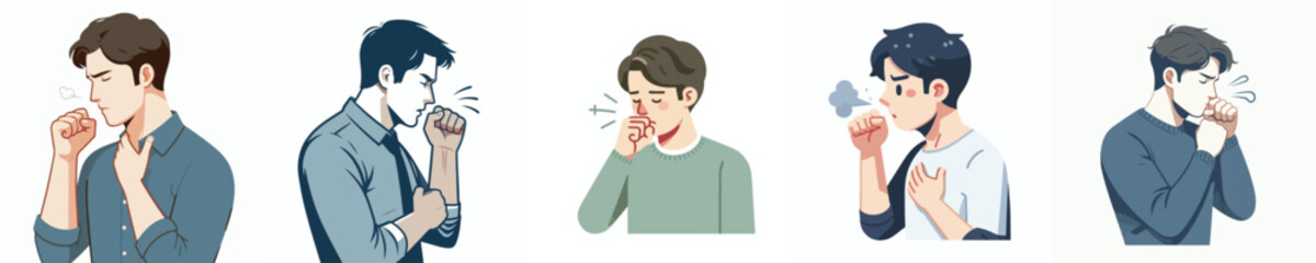 vector half body of a man coughing