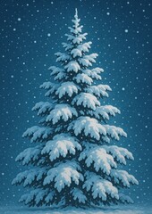 Fototapeta premium Serene snowy pine tree