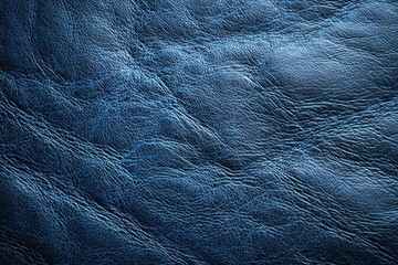 Close-up of a Deep Ocean Blue Leather Texture, Revealing Intricate Grain and Patterns, Ideal for Backgrounds, Upholstery and Fashion Design Applications, High-Quality Material
