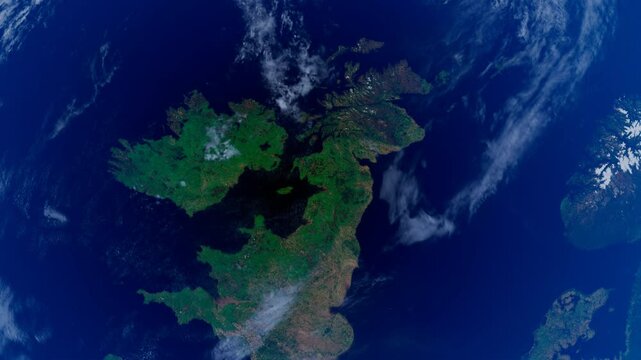 Scotland from Space. UK View from Space Orbit. Blue Planet Earth. Globe