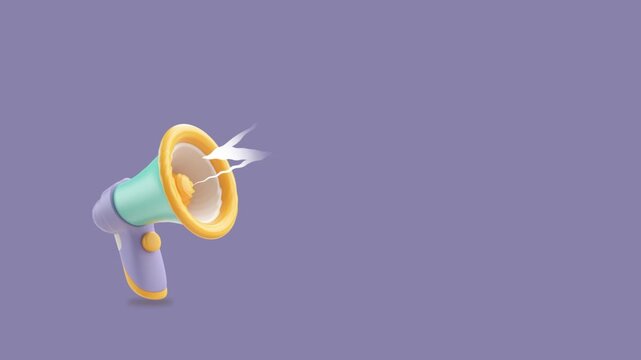 3D megaphone animation marketing concept