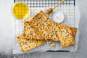 Crackers with seeds and honey