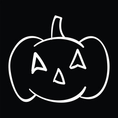 Halloween pumpkin outline with carved face on black background
