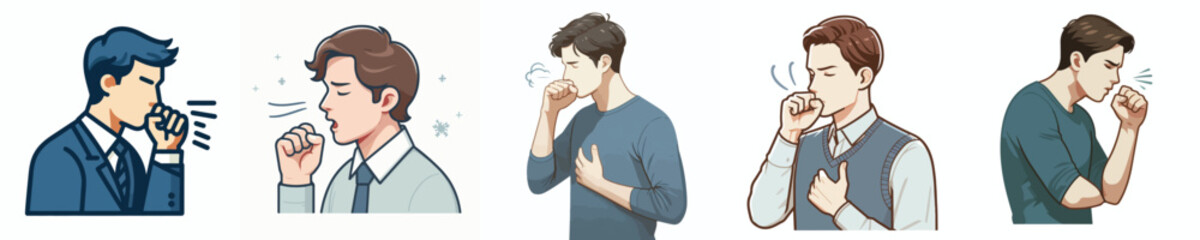 vector of half body a man coughing