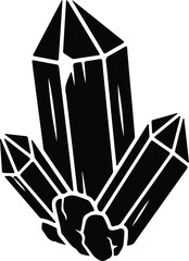 Vector Black crystal cluster silhouette geological gemstone Illustrator