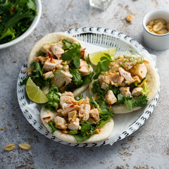 Chicken sandwiches with peanut and lime