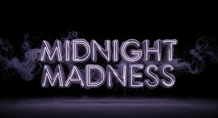 Midnight Madness with neon light effect. Perfect for night events, sales, promotions, and Halloween themes. Use for party invitation, flyer or poster designs.