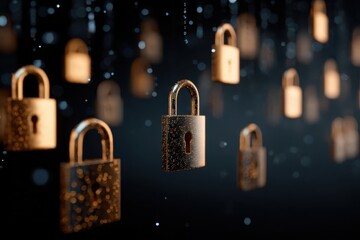 Cybersecurity Digital Locks Floating Abstract Digital Protection Internet Security System Security Data Encryption Online Protection Security System Protecting Digital Assets