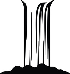 Vector Waterfall simple graphical natural flowing water silhouette Illustrator
