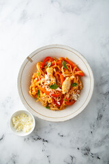 Chicken pasta with pepper and cheese