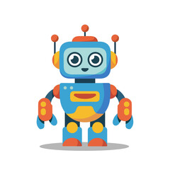 Cute Cartoon Robot Character Illustration Design for Kids and Tech