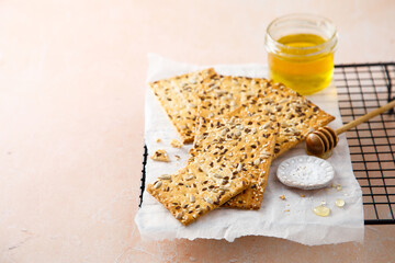 Crackers with seeds and honey