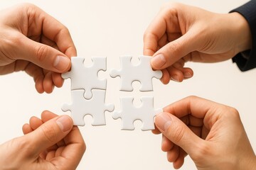 Collaborative puzzle solving team building in a modern office space for effective teamwork