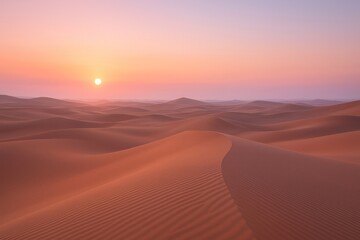 Serene desert sunset landscape.