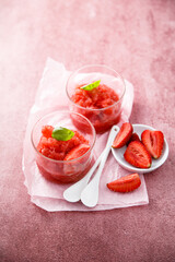 Homemade strawberry sorbet